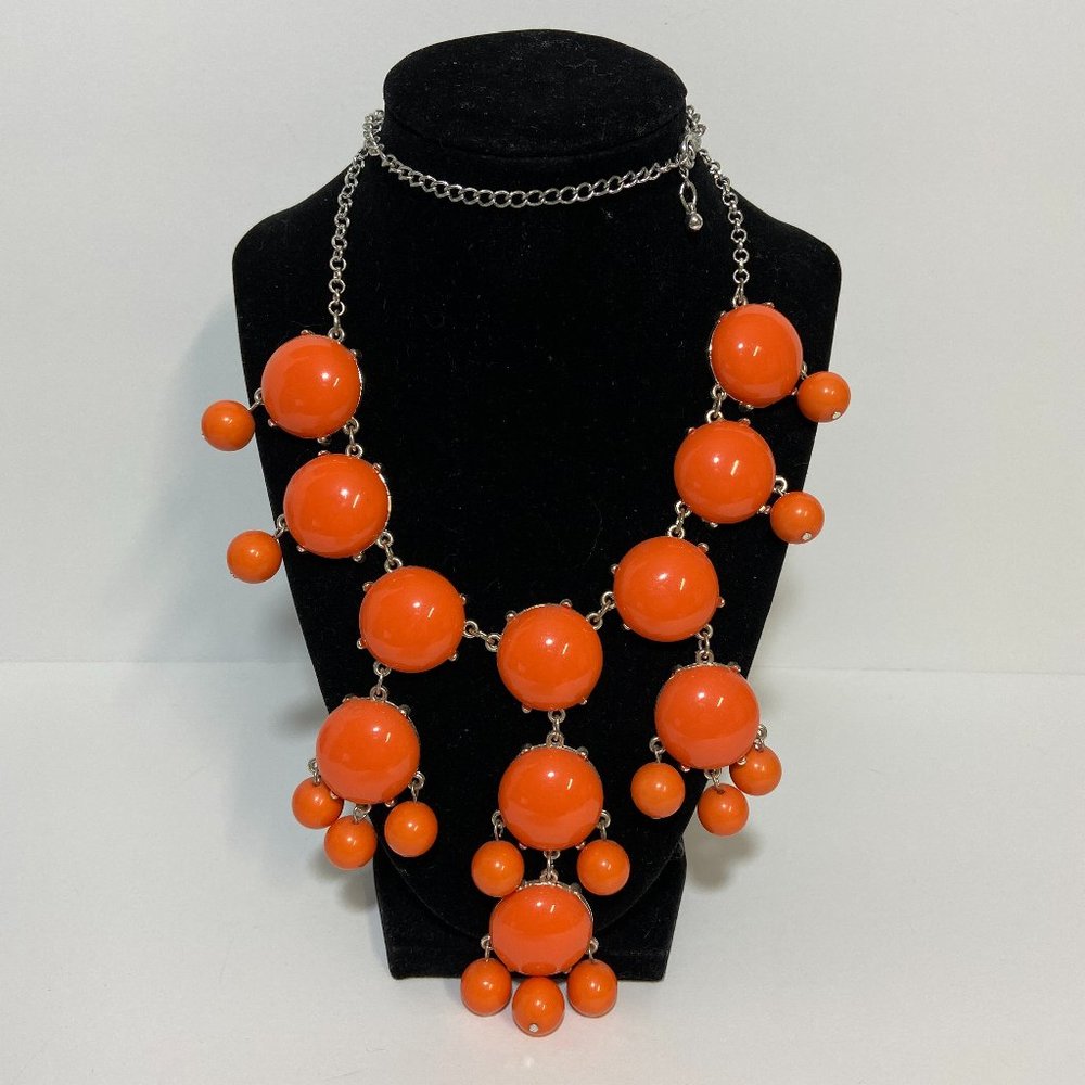 Orange Tangerine Bubble Bead Bib Statement Necklace Chunky Fun Fashion